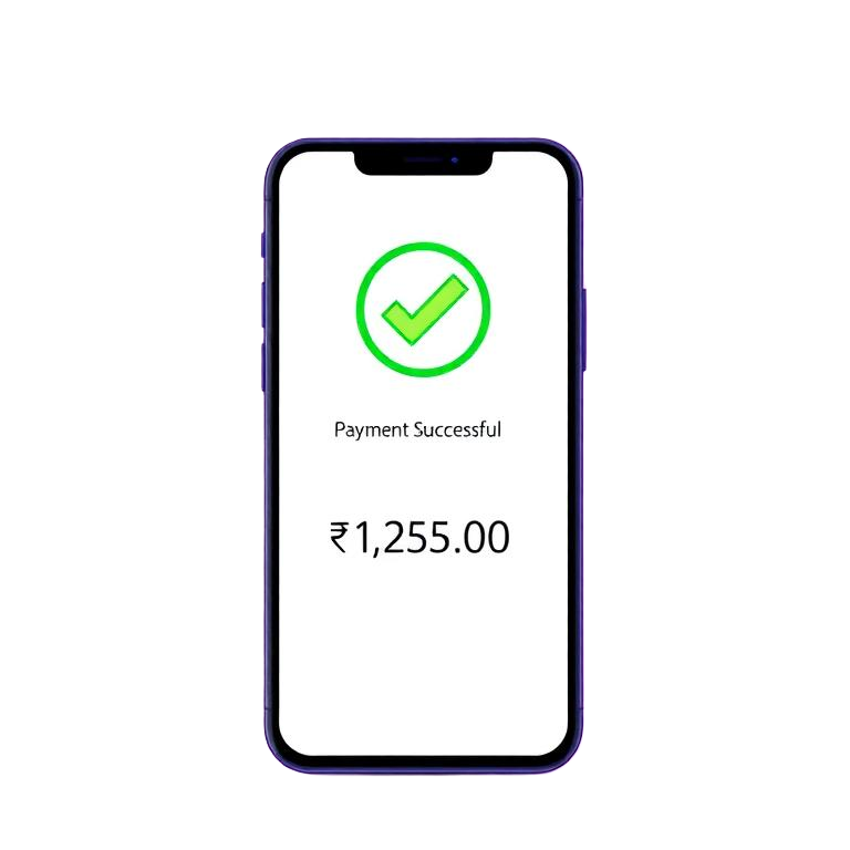 Smartphone displaying a successful UPI payment confirmation